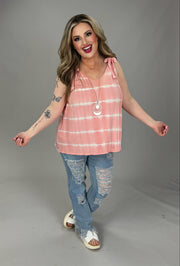 24 SV-A {Wait For Me} Blush Tie Dye V-Neck Top PLUS SIZE XL 2X 3X