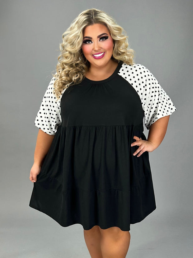 70 CP {Let Me Think} Black/White Polka Dot Sleeve Tunic CURVY BRAND!!!  EXTENDED PLUS SIZE 4X 5X 6X