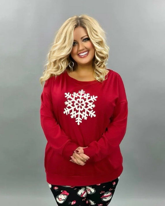 36 GT-B {Snow Unique} Red White Snowflake Top PLUS SIZE XL 2X 3X