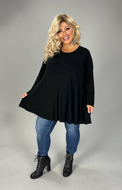 44 SLS {Night Views} Black Round Hem & Neck Tunic CURVY BRAND!!! EXTEN ...