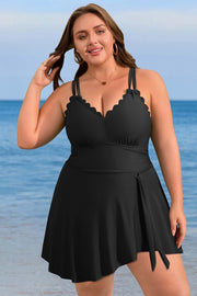 SWIM {Pool Ready} Black One Piece Swimsuit w/Side Tie EXTENDED PLUS SIZE 3X 4X