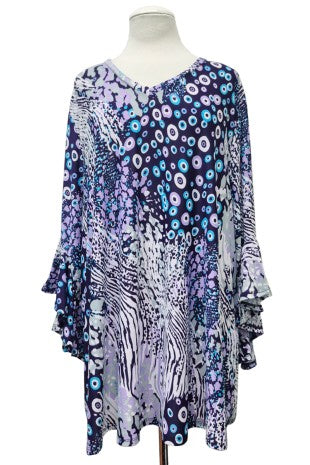 100 PQ {Lock It Down} Purple Mixed Print V-Neck Top EXTENDED PLUS SIZE 2X 3X 4X  TRUE TO SIZE!!
