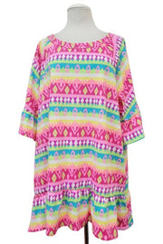 100 PSS {Welcome To The Party} Neon Multi-Color Print Tunic EXTENDED PLUS SIZE 2X 3X 4X  TRUE TO SIZE!!