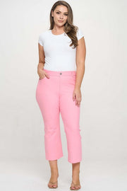 LEG-84 {A Little Flare} Pink Straight Leg Crop Pants PLUS SIZE XL 2X 3X