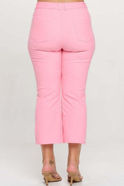 LEG-84 {A Little Flare} Pink Straight Leg Crop Pants PLUS SIZE XL 2X 3X