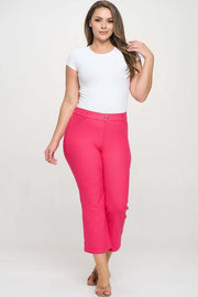 LEG-96 {A Little Flare} Fuchsia Straight Leg Crop Pants PLUS SIZE XL 2X 3X