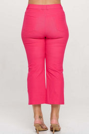 LEG-96 {A Little Flare} Fuchsia Straight Leg Crop Pants PLUS SIZE XL 2X 3X