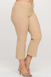 LEG-16 {A Little Flare} Camel Straight Leg Crop Pants PLUS SIZE XL 2X 3X