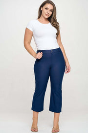 LEG-16 {A Little Flare} Denim Blue Straight Leg Crop Pants PLUS SIZE XL 2X 3X