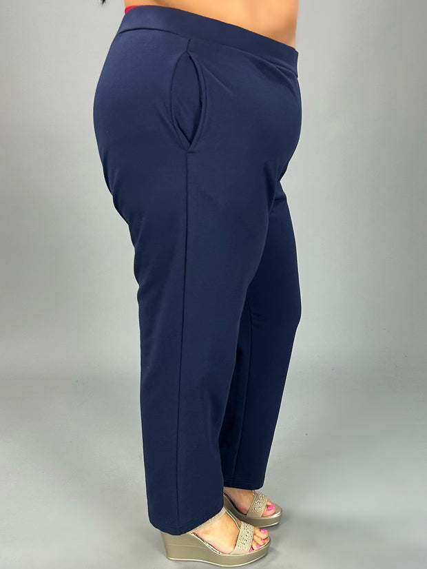 BT-99  M-109  {Monterey Bay} Navy Knit Pants PLUS SIZE PXL