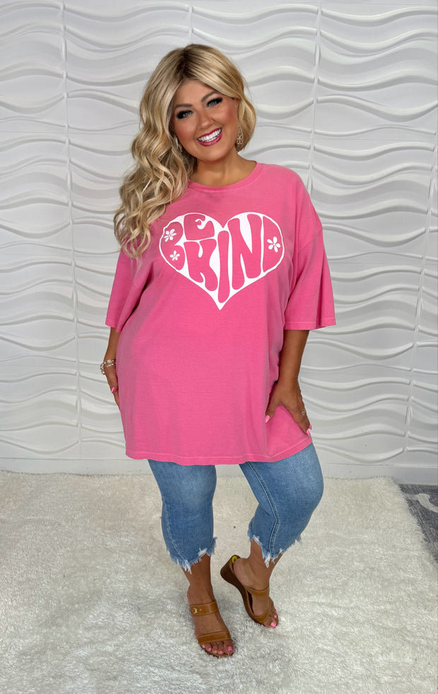 78 GT {Be Kind Heart} PINK Comfort Colors Graphic Tee PLUS SIZE 3X