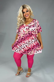 100 PSS {Uptown Charm} Pink Leopard Flutter Sleeve Top EXTENDED PLUS SIZE  2X 3X 4X  TRUE TO SIZE!!