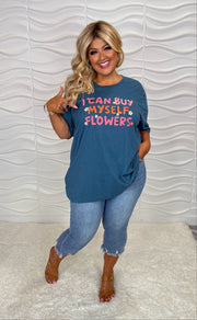 89 GT {I Can Buy Myself Flowers} Heather TEAL Graphic Tee PLUS SIZE 3X