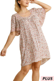 100 PSS {Learning To Grow} UMGEE Ivory Floral Dress PLUS SIZE XL 1X 2X