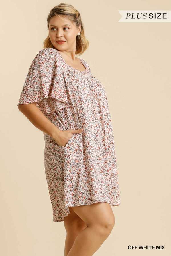 100 PSS {Learning To Grow} UMGEE Ivory Floral Dress PLUS SIZE XL 1X 2X
