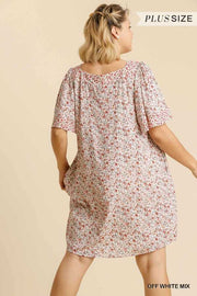 100 PSS {Learning To Grow} UMGEE Ivory Floral Dress PLUS SIZE XL 1X 2X