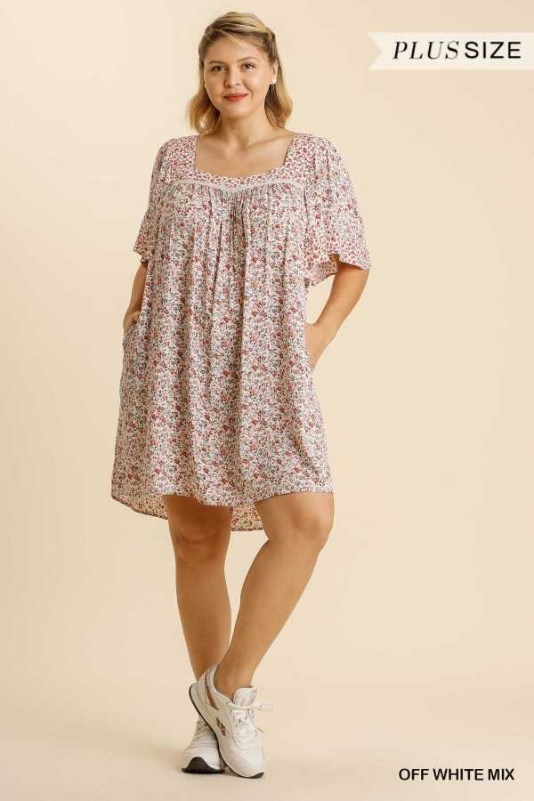 100 PSS {Learning To Grow} UMGEE Ivory Floral Dress PLUS SIZE XL 1X 2X