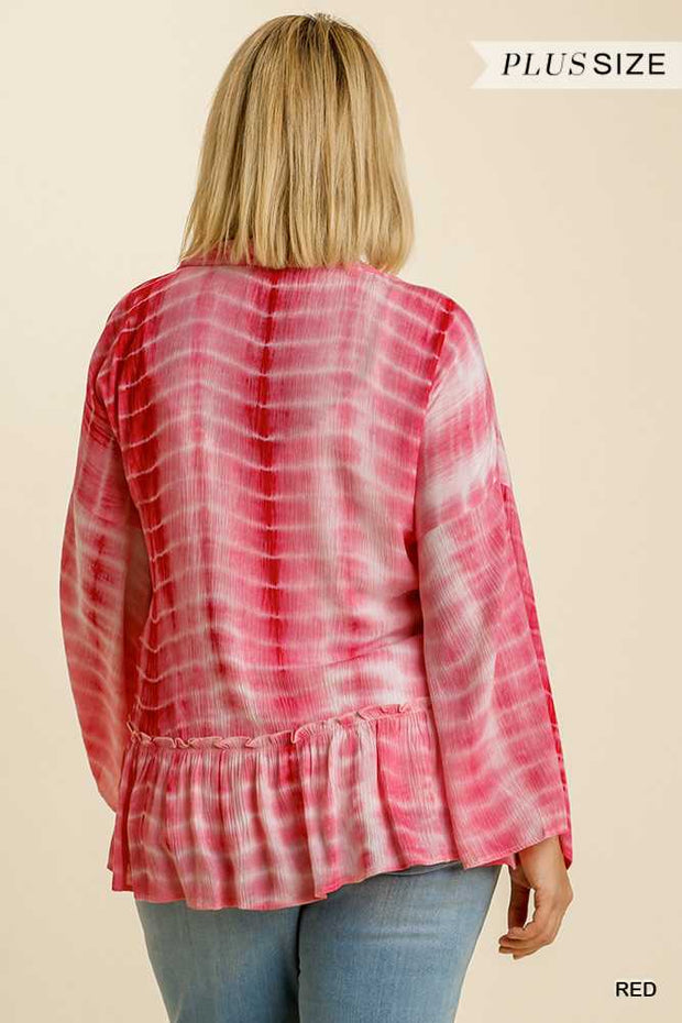 100 OT {Tangled In Love} UMGEE Red Tie-Dye Kimono PLUS SIZE XL/1X  1X/2X