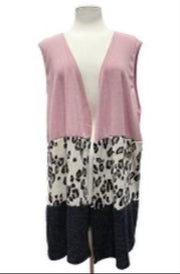 19 OT {Out With The Girls} Pink Leopard Long Vest EXTENDED PLUS SIZE 3X 4X 5X