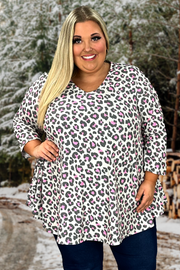 20 PQ {Leave Me Stunned} Grey/Pink Leopard Print Top EXTENDED PLUS SIZE 3X 4X 5X