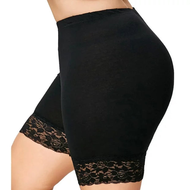 BT-R {Sassy and Fit} Black Biker Shorts w/Lace CURVY BRAND!!!  EXTENDED PLUS SIZE 1X 2X 3X 4X 5X 6X