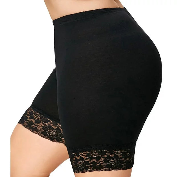 BT-R {Sassy and Fit} Black Biker Shorts w/Lace CURVY BRAND!!! EXTENDED PLUS SIZE 3X 4X 5X 6X (True To Size)