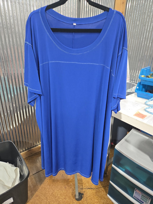 46 SSS {Royal News} Royal Blue Short Sleeve T-Shirt Dress EXTENDED PLUS SIZE 3X 4X 5X 6X