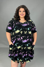 61 PSS {After Thought} Black Tie Dye V-Neck Dress EXTENDED PLUS SIZE 3X 4X 5X