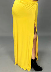 BT-99 {Be Honest With Me} Mustard Maxi Skirt PLUS SIZE 1X