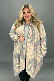 16 OT {Use Your Imagination} Ivory/Pink Tie Dye Cardigan PLUS SIZE 3X