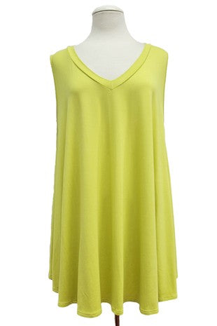 26 SV {Trendy In Color} Yellow V-Neck Rounded Hem Top EXTENDED PLUS SIZE 4X 5X 6X