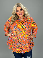 32 PQ {It Only Gets Better} Orange/Purple Print Top EXTENDED PLUS SIZE 4X 5X 6X