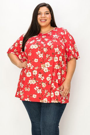 57 PSS-E {Spotted Love} Fuchsia & Yellow Printed Top EXTENDED PLUS SIZ –  Curvy Boutique Plus Size Clothing