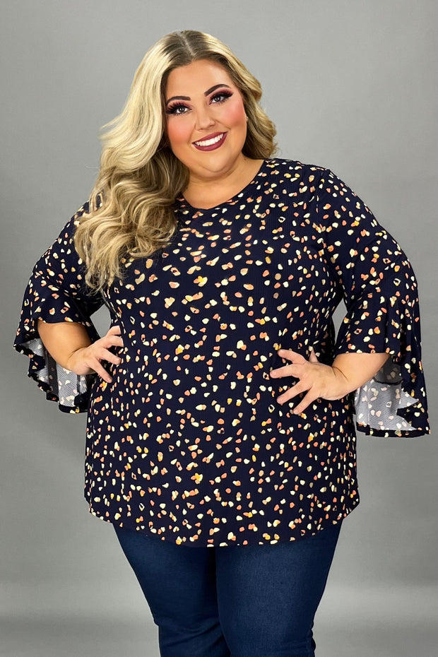 27 PQ {Never Be The Same} Navy Ribbed Leopard Print Top EXTENDED PLUS SIZE 4X 5X 6X