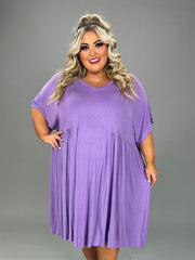 28 SSS-B {Curvy Hourglass} Lilac V-Neck Dress w/Pleated Detailing CURVY BRAND!!!! EXTENDED PLUS SIZE XL 2X 3X 4X 5X 6X (May Size Down 1 Size)