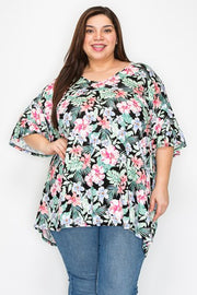 12 PSS {Blooming After Midnight} Black Floral Top EXTENDED PLUS SIZE 4X 5X 6X