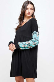 12 CP-C {Just Admit It} Black With Blue Aztec Sleeve Tunic SALE!!!  PLUS SIZE XL 2X 3X