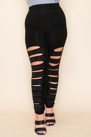 60 BT {Confident Appeal} VOCAL Black Pants Studded Cut Out Detail PLUS SIZE XL 2X 3X