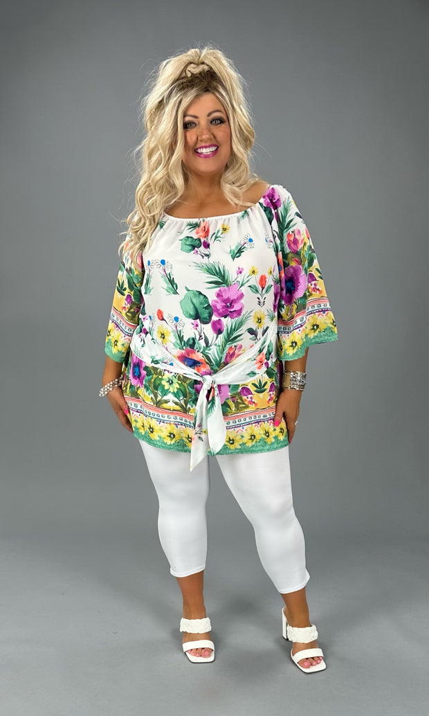 18 OS-B {Strike A Pose} Multi-Color Off Shoulder Floral Top 1X 2X 3X