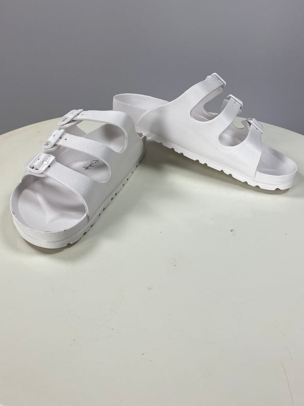 SHOES {Jessica Carlyle} White Triple Buckle Sandals