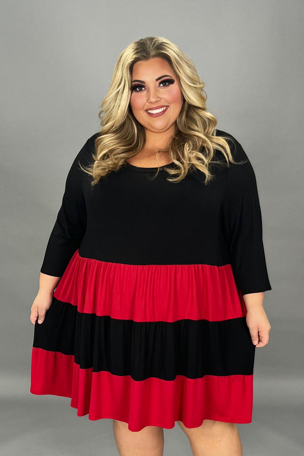 28 CP-H {Escape The Ordinary} Red/Black Tiered Tunic CURVY BRAND!!! PLUS SIZE 1X 2X 3X