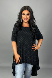 14 SD {Something To Celebrate} Black Hi/Low Tunic w/Studs PLUS SIZE 1X 2X 3X