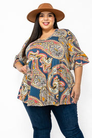 95 PSS {Something To Consider} Teal  Paisley Babydoll Tunic EXTENDED PLUS SIZE 3X 4X 5X