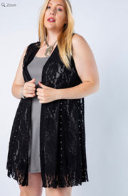 49 OT {Creating Romance} VOCAL Black Lace Vest PLUS SIZE XL 2X 3X