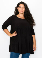68 SQ {Always Ready} Black Tiered  Tunic CURVY BRAND!!! EXTENDED PLUS SIZE 3X 4X