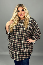21 PQ {All Things Nice} Black/Magenta Plaid Tunic EXTENDED PLUS SIZE 3X 4X 5X