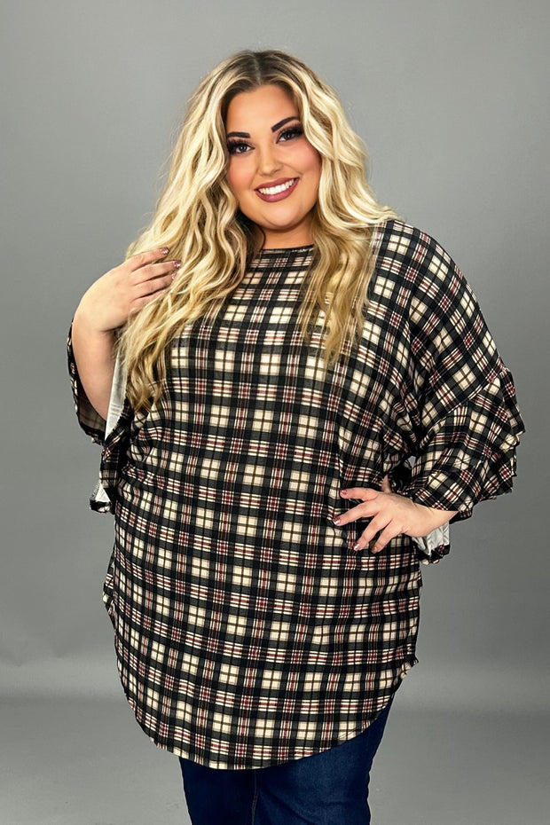 21 PQ {All Things Nice} Black/Magenta Plaid Tunic EXTENDED PLUS SIZE 3X 4X 5X