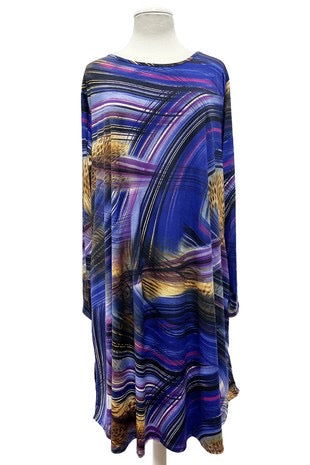 15 PLS {Simple Message} Purple Blue Multi-Print Dress PLUS SIZE XL 2X 3X