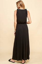 LD-O {For A Change} Black Maxi Dress w/Shoulder Ties PLUS SIZE XL 2X 3X