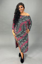 LD-K {Who's That Lady} Blk/Fuchsia Snakeskin  Print Bodycon Dress  PLUS SIZE 1X 2X 3X